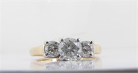 14K Yellow Gold, Platinum, Three Diamond Ring