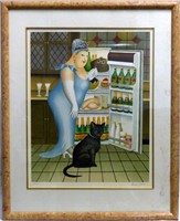 BERYL COOK 'PERCY AT THE FRIDGE' SIGNED LITHOGRAPH