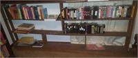 Pine bookcase & contents