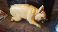 Vintage painted wood pig