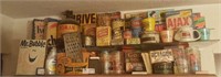 Group of vintage advertising product containers