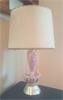 Pink ceramic lamp w/Gold leaf accent