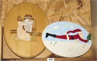 Lot of 2 wooden Christmas plaques