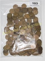 Lot of 229 pennies, mostly wheat