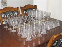 45 piece set of wheel cut crystal stemware