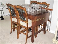 Dark Oak Pub Height Table, 4 Chairs