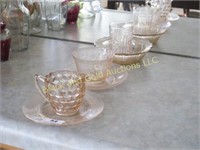 6 Pieces Pink Depression Glass