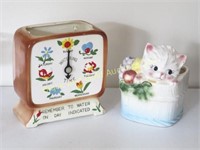 1950s Enesco Watering Time and Kitten Planters