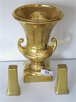 Gold Colored Urn and Salt/Pepper Shakers