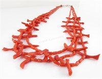 Mediterranean Coral Bead/Bird Necklace