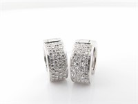 14K White Gold Diamond Pave Huggie Earrings