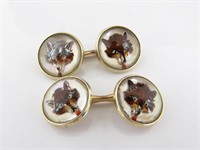 14K Yellow Gold English Crystal Cufflinks