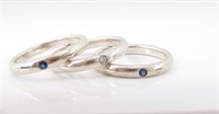 (3) Tiffany & Co. Silver Rings, Diamond, Sapphire