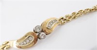 A 14K Yellow Gold, Diamond Panther Link Bracelet