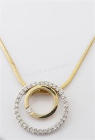 14K Yellow Gold Double Circle Diamond Pendant