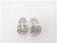 Pair of 18K White Gold Diamond Huggie Earrings