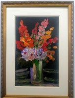 Original Floral Acrylic On Paper - Anna Sandu Ray