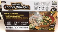 Non Stick 12" Copper Wok Pan w' Lid