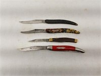 Lot of 4 misc pocket knives various styles and des