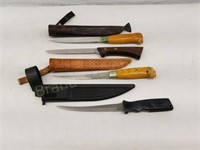 Lot of 4 Filet knives various styles: take note