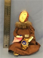 8.5" Chivak doll by Paniak, she has a seal skin ba