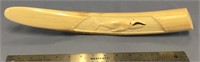 Mammoth ivory tusk, 17" long with a relief carving