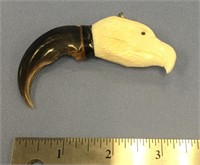 Polar bear claw pendant 3.5" long with carved ivor