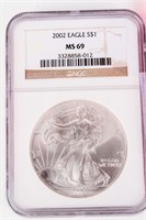 Coin 2002 American Silver Eagle NGC MS69