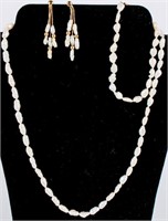 Jewelry 14kt Yellow Gold Pearl Necklace Set