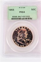 Coin 1955 Franklin Half Dollar PCGS PR64 Proof