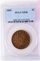 Coin 1849 United States Large Cent PCGS XF40