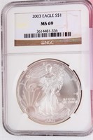 Coin 2003 American Silver Eagle NGC MS69