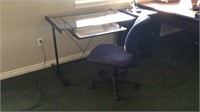 Black and glass top computer desk & Chair