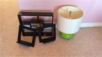 Green Lamp with Wall Decor shadow boxes