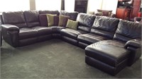 Leather Wraparound Sectional with Hideabed