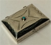 Sterling Silver Trinket Box With Turquoise Stone