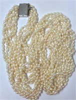 Six Strand Pearl Necklace With 14k Gold Clasp