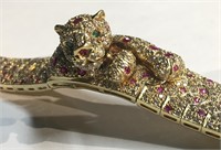 18k Gold, Diamond & Ruby Leopard Bracelet