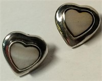 Pair Of Sterling Heart Earrings, White Stones