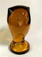 Brown Art Glass Owl Sculpture