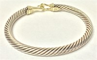 David Yurman Sterling Silver & 14k Gold Bracelet