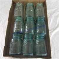9 blue jars