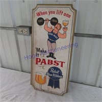 Pabst blue ribbon beer wooden sign
