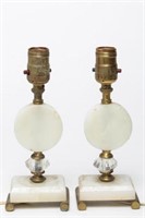 Czechoslovakian Celadon Agate Table Lamps, Pair