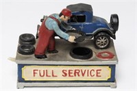 Cast Iron Mechanical Bank, "Full Service"