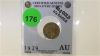 SIGNATURE SERIES 1929 INDIAN HEAD GOLD $2.50 COIN