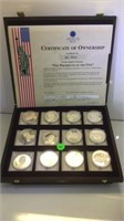 12 PC SET OF "THE PRESIDENTS OF THE USA" SILVER