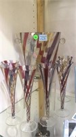 7 PC GLASS - ICE BUCKET & CHAMPAIGNE FLUTES