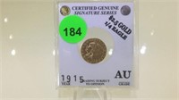 SIGNATURE SERIES 1915 INDIAN HEAD $2.50 GOLD COIN
