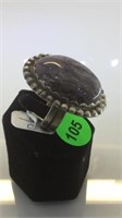STERLING SILVER RING WITH AGATE